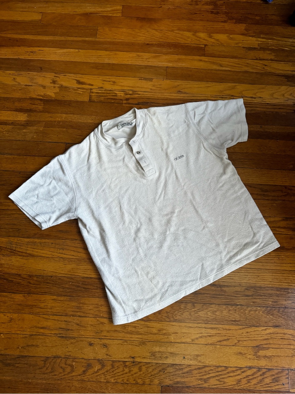 Mens Beige Guess Henley T-Shirt